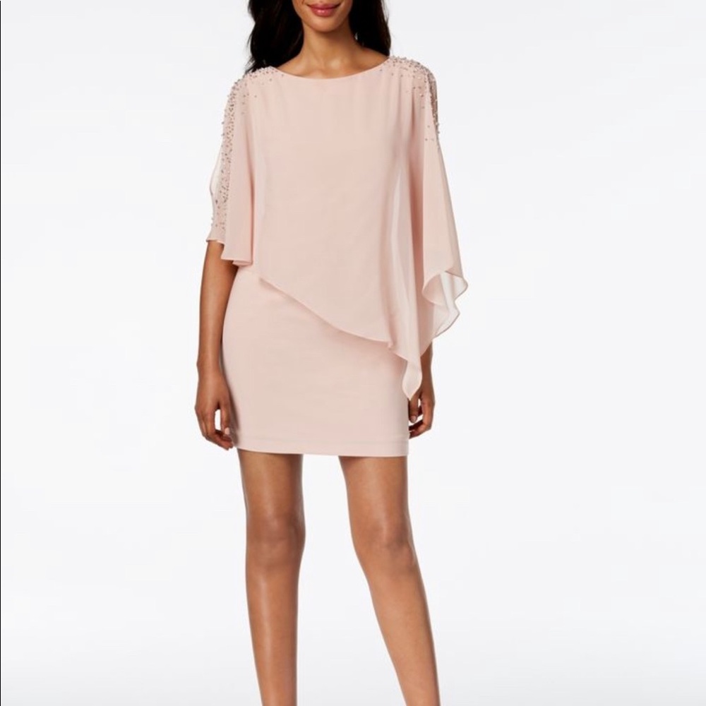 NWT. Women Xscape chiffon blush dress. Wedding.size 6